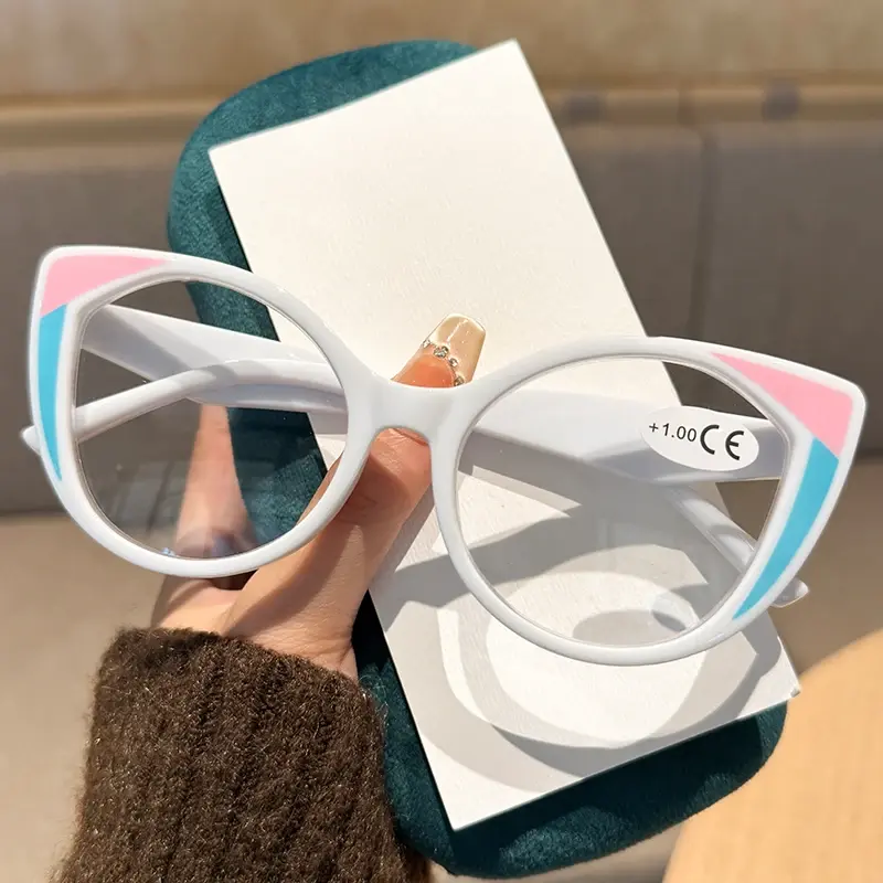 Fashion Cat Eye Presbyopia Glasses HD Anti-blue Light Reading Glasses Women's Eyepieces Senior Sense of Colourful Glasses