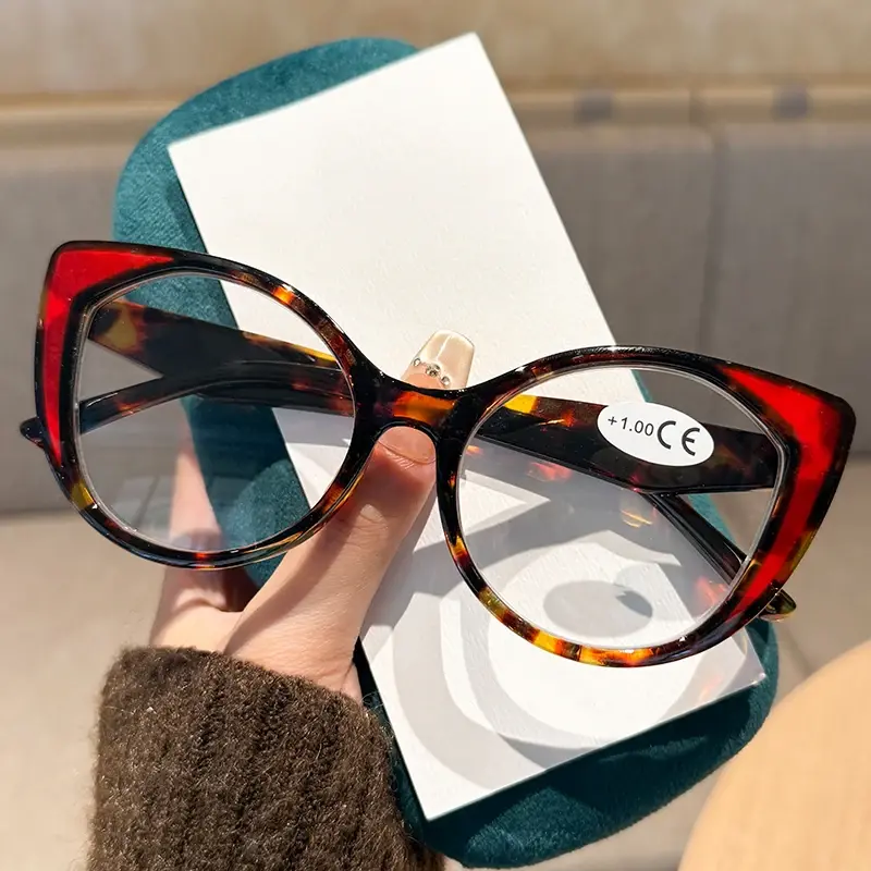 Fashion Cat Eye Presbyopia Glasses HD Anti-blue Light Reading Glasses Women's Eyepieces Senior Sense of Colourful Glasses