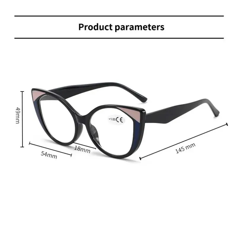 Fashion Cat Eye Presbyopia Glasses HD Anti-blue Light Reading Glasses Women's Eyepieces Senior Sense of Colourful Glasses