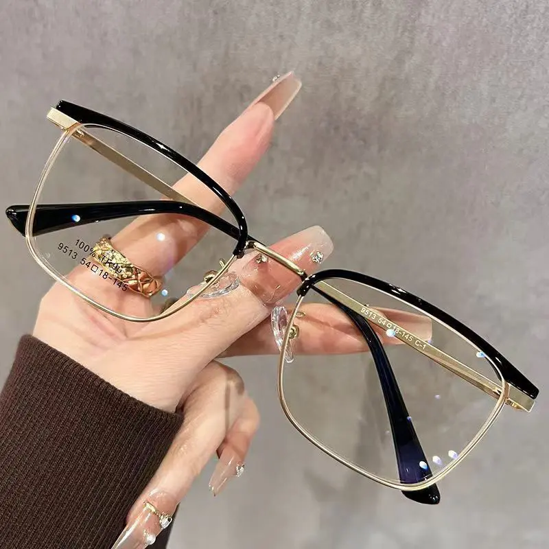 Fashionable Square Frame Myopia Glasses Men's Business HD Anti-blue Light Glasses Women's Eyepieces Diopter 0 To -4.0