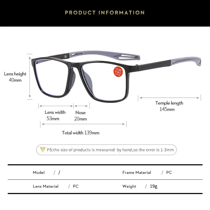 Ultralight TR90 Anti-blue Reading Glasses Middle-aged High - Definition Far Sight Glasses Sports Anti-slip Presbyopia Eyeglasses