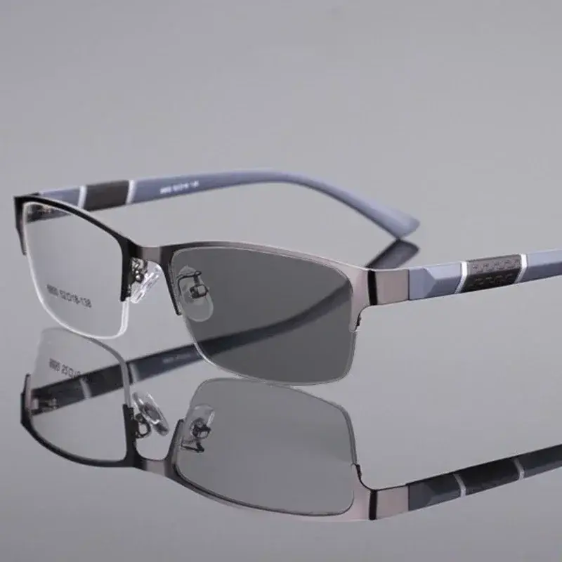 Trendy Photochromic Myopia Glasses High-end Half Frame Short Sight Eyewear Outdoor Computer Eye Protection Near Sight Glasses