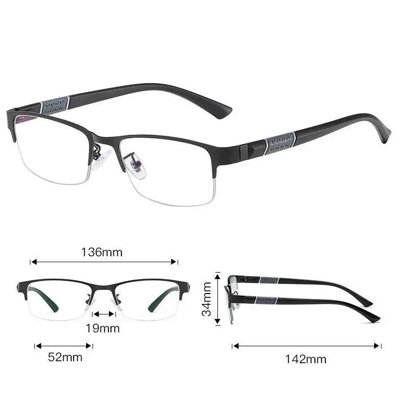 Trendy Photochromic Myopia Glasses High-end Half Frame Short Sight Eyewear Outdoor Computer Eye Protection Near Sight Glasses