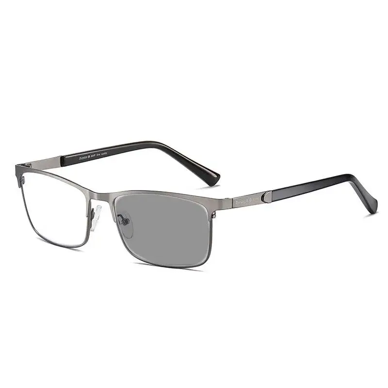 Metal Frame Photochromic Myopia Glasses Personalised Full-frame Business Glasses for Men Anti-blue Light Reading Glasses