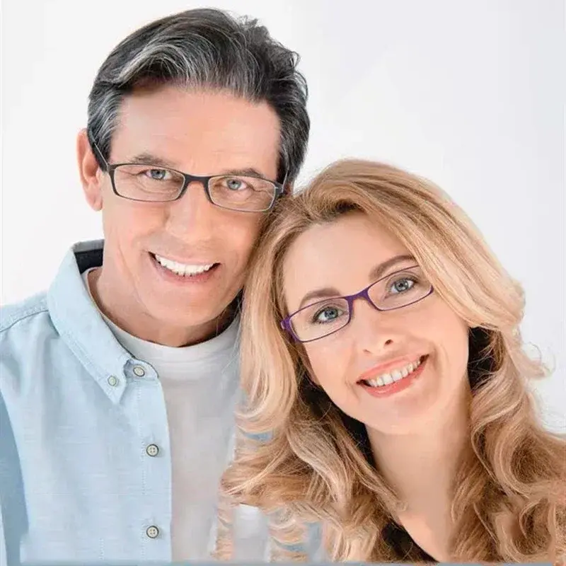 Square Metal High-definition Presbyopia Glasses Ultra Light Anti Blue Reading Glasses with Box Portable Hyperopia Glasses