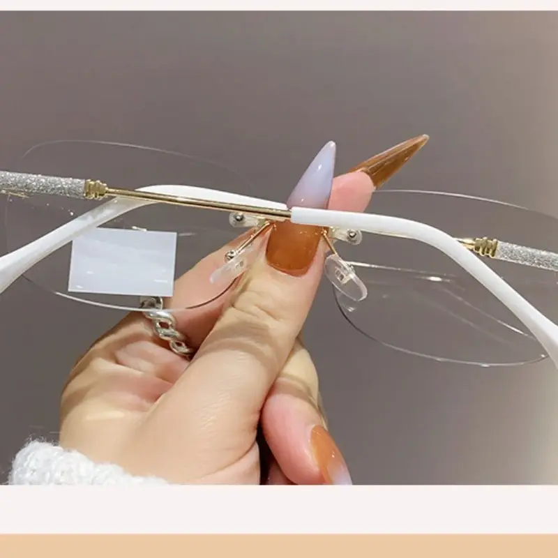 Light-sensitive Color-changing Presbyopia Glasses Anti-blue Light and Anti-ultraviolet Rays Cut Edge Rimless Reading Glasses