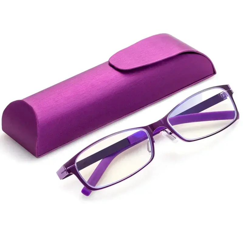 Square Metal High-definition Presbyopia Glasses Ultra Light Anti Blue Reading Glasses with Box Portable Hyperopia Glasses