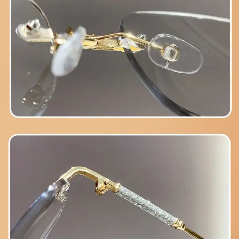 Light-sensitive Color-changing Presbyopia Glasses Anti-blue Light and Anti-ultraviolet Rays Cut Edge Rimless Reading Glasses
