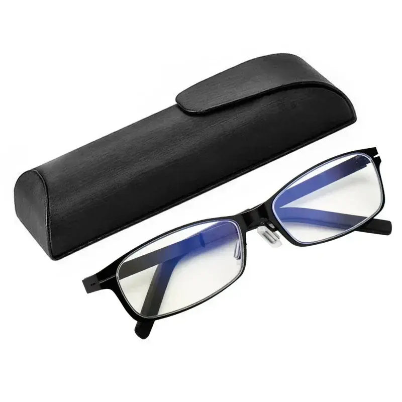 Square Metal High-definition Presbyopia Glasses Ultra Light Anti Blue Reading Glasses with Box Portable Hyperopia Glasses
