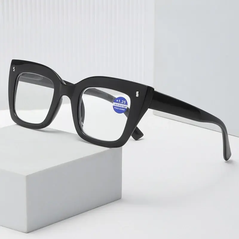 Thick Large Frame Reading Glasses Fashionable Rainbow Color Presbyopia Glasses for Women Anti Blue Light Clear Lens Eyewear