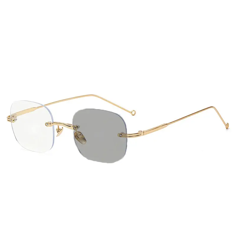 Vintage Frameless Near Sight Glasses Anti-blue Photochromic Myopia Glasses Ultralights Men Women Prescription Finished Eyewear