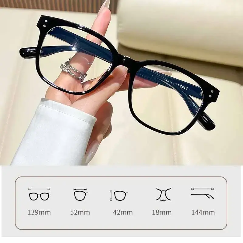 Vintage Square Large Frame Flat Glasses Neutral Goggles Advanced Sense of Ultra-light and Durable Anti-blue Light Glasses