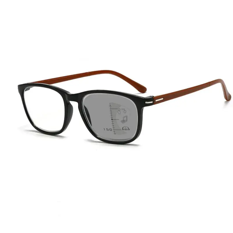 Multifocal Photochromic Reading Glasses Far and Near Dual-use Presbyopia Glasses Anti Blue Light Color Change Glasses for Men