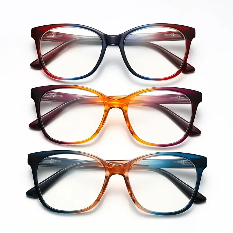 Color Blocked Blue Light Reading Glasses Large Frame Reading Eyewear Clear Lens Round Anti-reflective Far Sight Eyeglasses