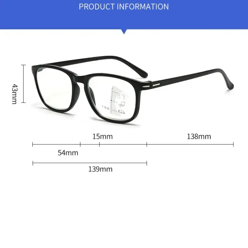 Multifocal Photochromic Reading Glasses Far and Near Dual-use Presbyopia Glasses Anti Blue Light Color Change Glasses for Men