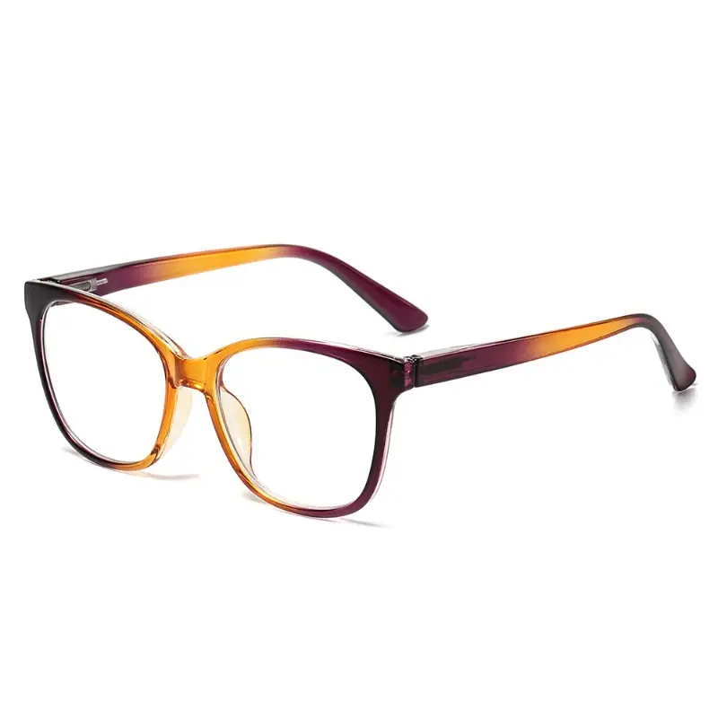 Color Blocked Blue Light Reading Glasses Large Frame Reading Eyewear Clear Lens Round Anti-reflective Far Sight Eyeglasses
