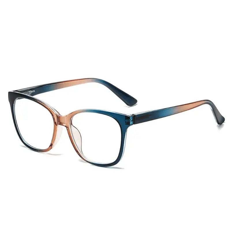 Color Blocked Blue Light Reading Glasses Large Frame Reading Eyewear Clear Lens Round Anti-reflective Far Sight Eyeglasses