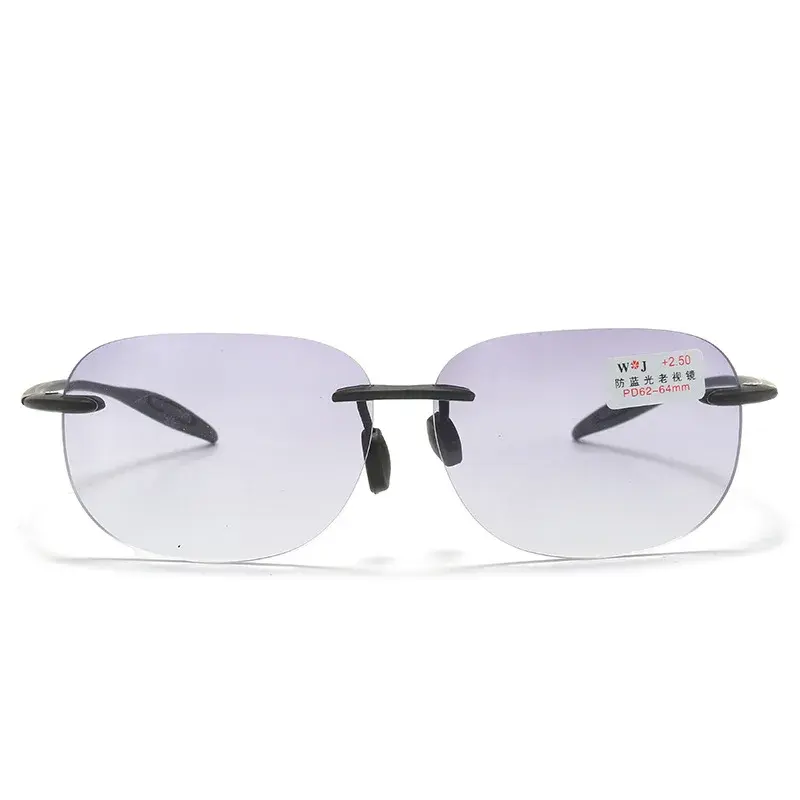 Progressive Bifocal Sun Reading Glasses for Middle-aged Frameless Presbyopia Glasses Fashionable Prescription Eyeglasses Diopter
