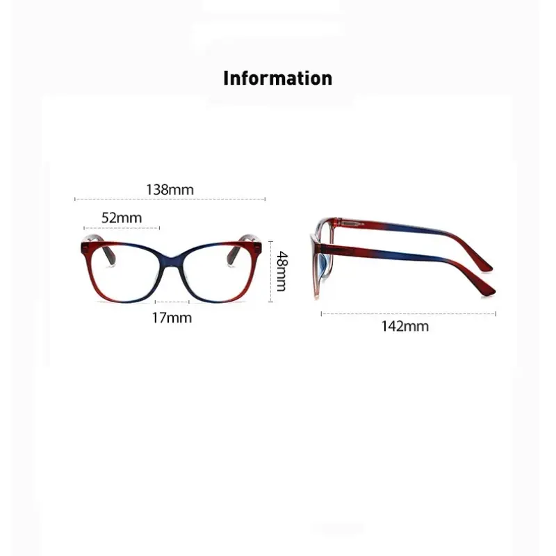 Color Blocked Blue Light Reading Glasses Large Frame Reading Eyewear Clear Lens Round Anti-reflective Far Sight Eyeglasses