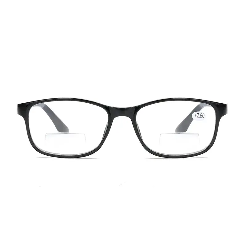 Far Near Sighted Eyeglasses Elderly Fashionable Bifocal Reading Glasses Black Frame Blue Light Blocking Eye Protection Eyewear