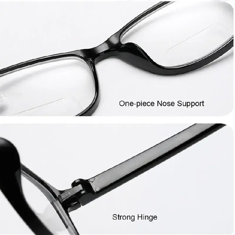 Far Near Sighted Eyeglasses Elderly Fashionable Bifocal Reading Glasses Black Frame Blue Light Blocking Eye Protection Eyewear