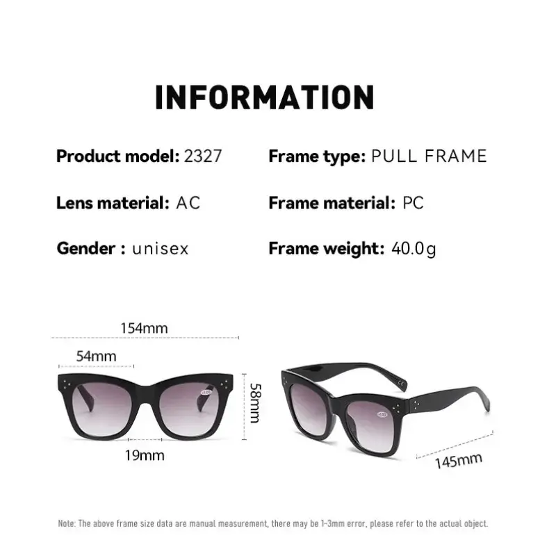 Fashion Vintage Large Frame Progressive Bi-colour Presbyopia HD Reading Glasses Optical Lenses with Recipe Women's Eyepieces