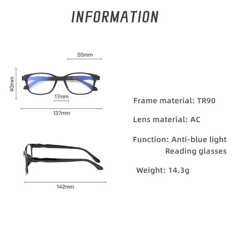 2024 New Ultra Light Presbyopia Glasses for Men TR90 High Definition Anti Blue Light Reading Glasses Elderly Small Frame Glasses