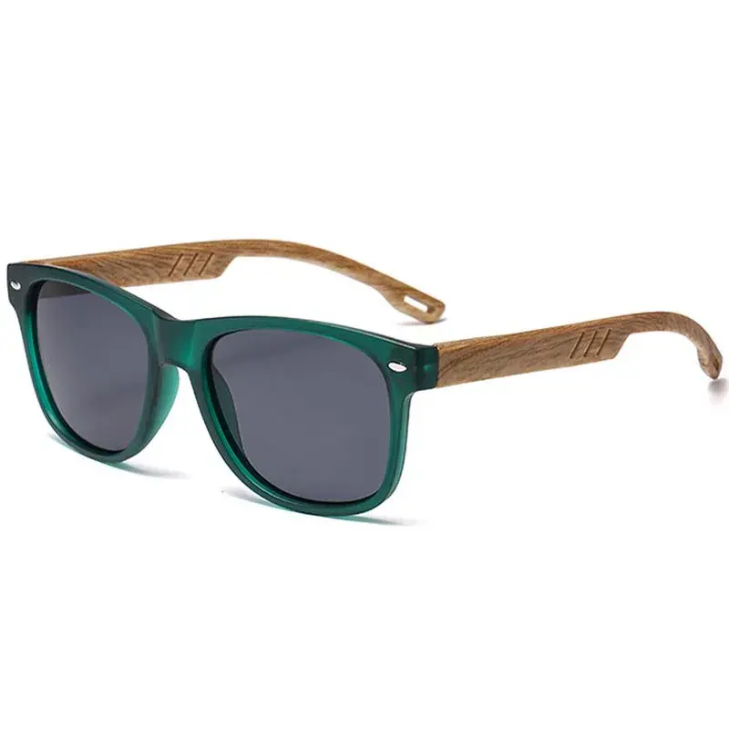 Fashion Large Frame Square Wood Grain Leg Sunglasses New Wooden Spring Leg Anti-ultraviolet UV400 Sunscreen Men's Sunglasses