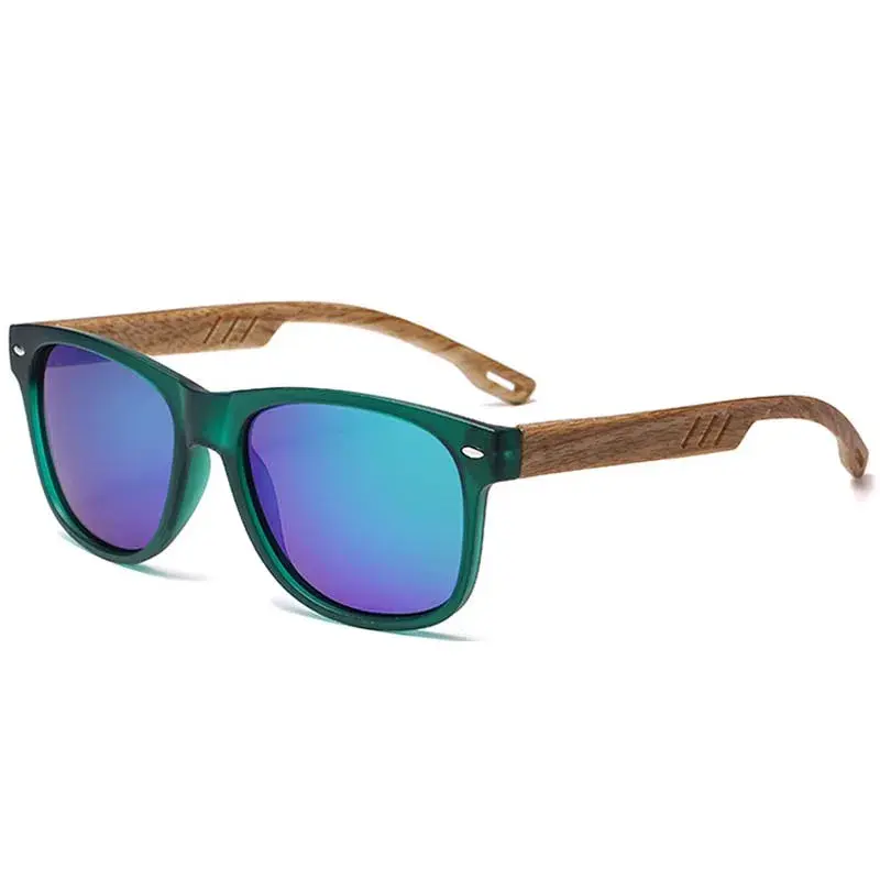 Fashion Large Frame Square Wood Grain Leg Sunglasses New Wooden Spring Leg Anti-ultraviolet UV400 Sunscreen Men's Sunglasses