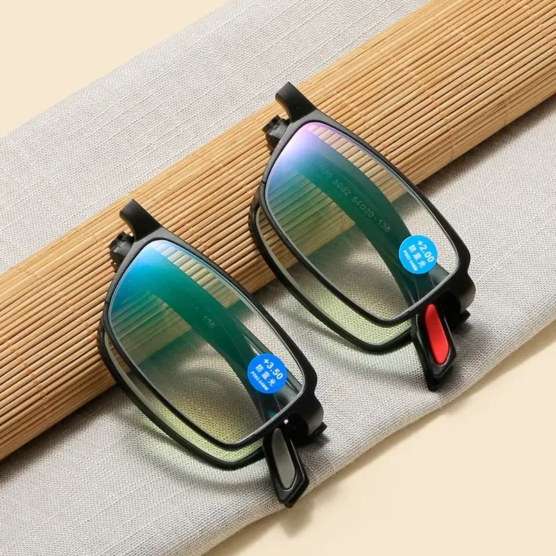 Anti-blue Presbyopia Glasses New TR90 Folding Reading Glasses HD Portable Middle-aged and Elderly Men Far Sight Glasses