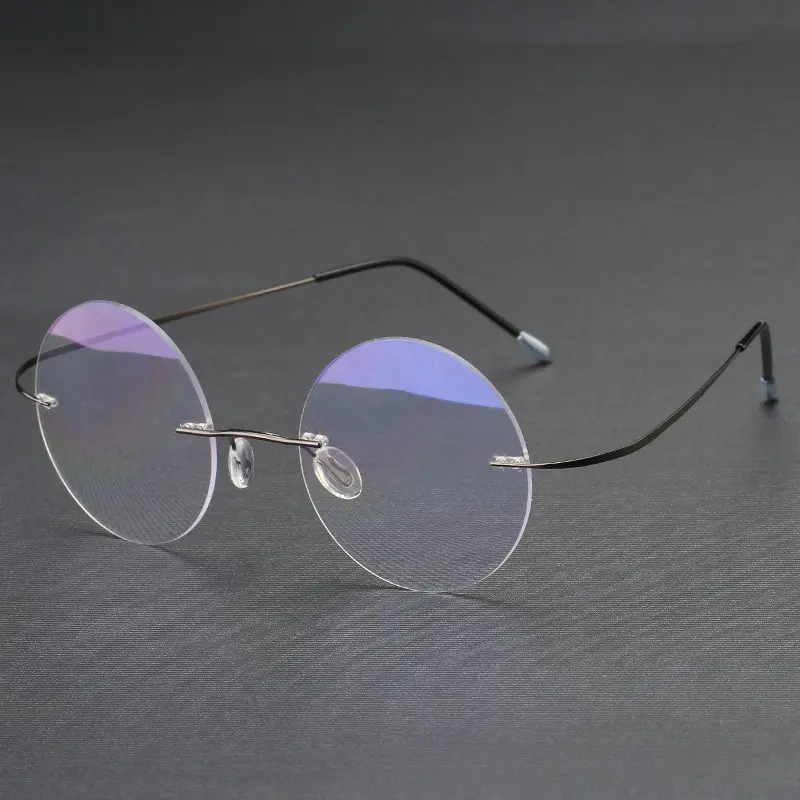 Retro Rimless Presbyopia Glasses for Men Fashion Metal Round Frame Anti-blue Light Reading Glasses Diopter +1.0 To +4.0