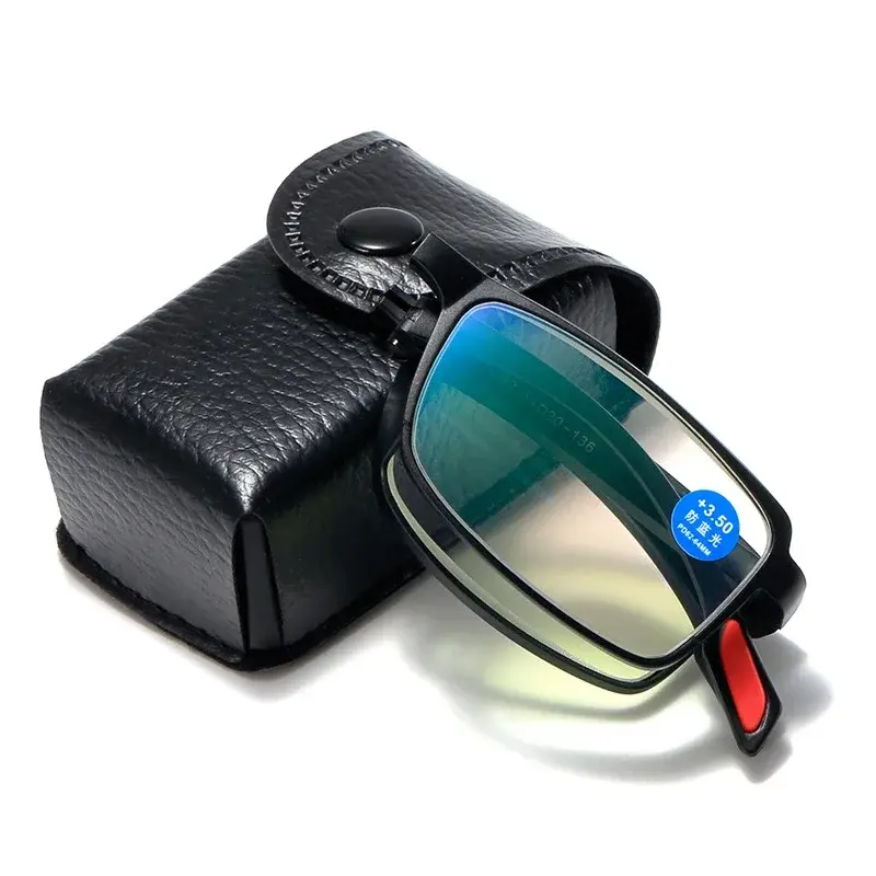 Anti-blue Presbyopia Glasses New TR90 Folding Reading Glasses HD Portable Middle-aged and Elderly Men Far Sight Glasses
