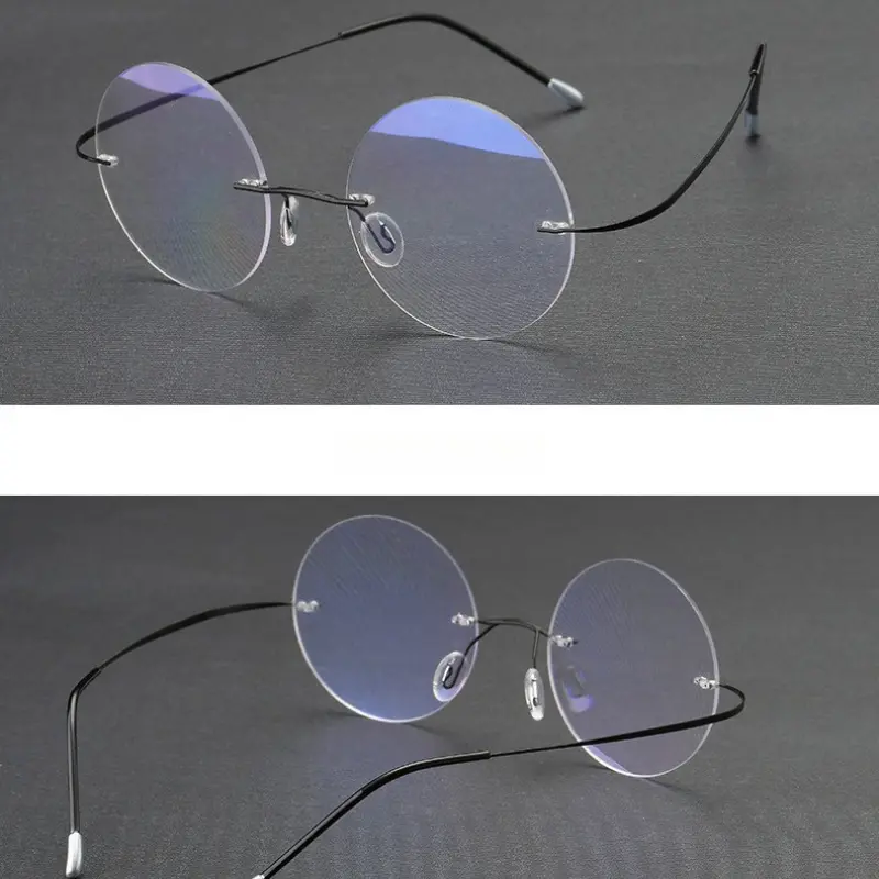 Retro Rimless Presbyopia Glasses for Men Fashion Metal Round Frame Anti-blue Light Reading Glasses Diopter +1.0 To +4.0