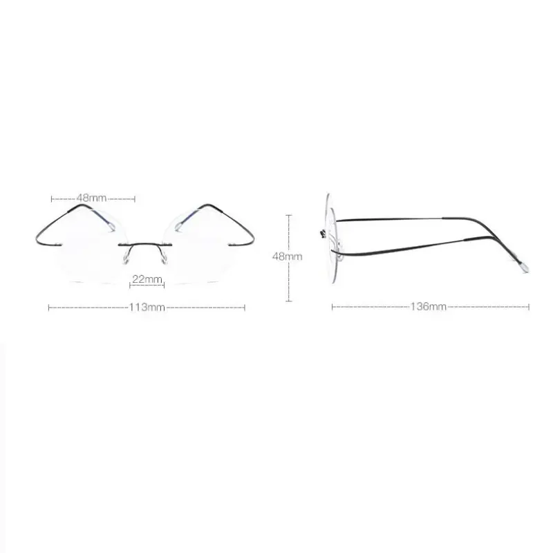 Retro Rimless Presbyopia Glasses for Men Fashion Metal Round Frame Anti-blue Light Reading Glasses Diopter +1.0 To +4.0
