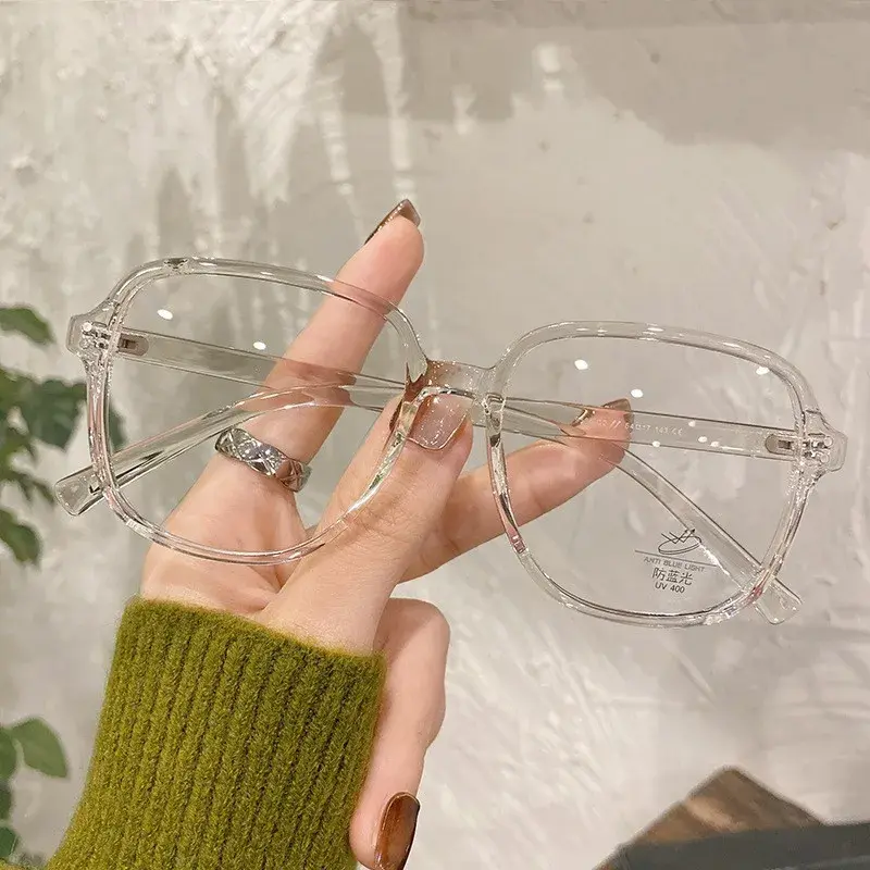 Professional Ultra Light Matte Tea Myopia Eyeglasses Fashionable Anti Blue Light Near Sight Glasses Women  Large Frame Eyewear