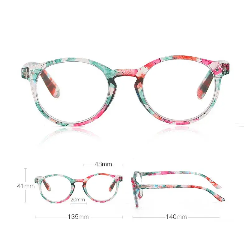 Large Frame Round Reading Glasses High-definition Flower Spring Women Presbyopia Glasses Middle-aged and Elderly Glasses