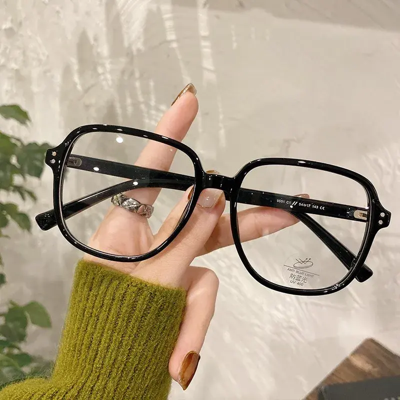 Professional Ultra Light Matte Tea Myopia Eyeglasses Fashionable Anti Blue Light Near Sight Glasses Women  Large Frame Eyewear