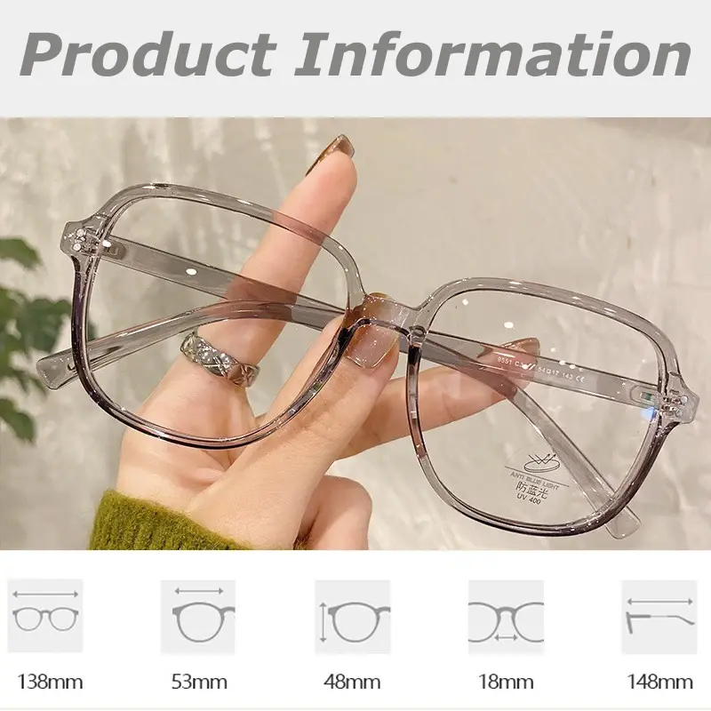 Professional Ultra Light Matte Tea Myopia Eyeglasses Fashionable Anti Blue Light Near Sight Glasses Women  Large Frame Eyewear