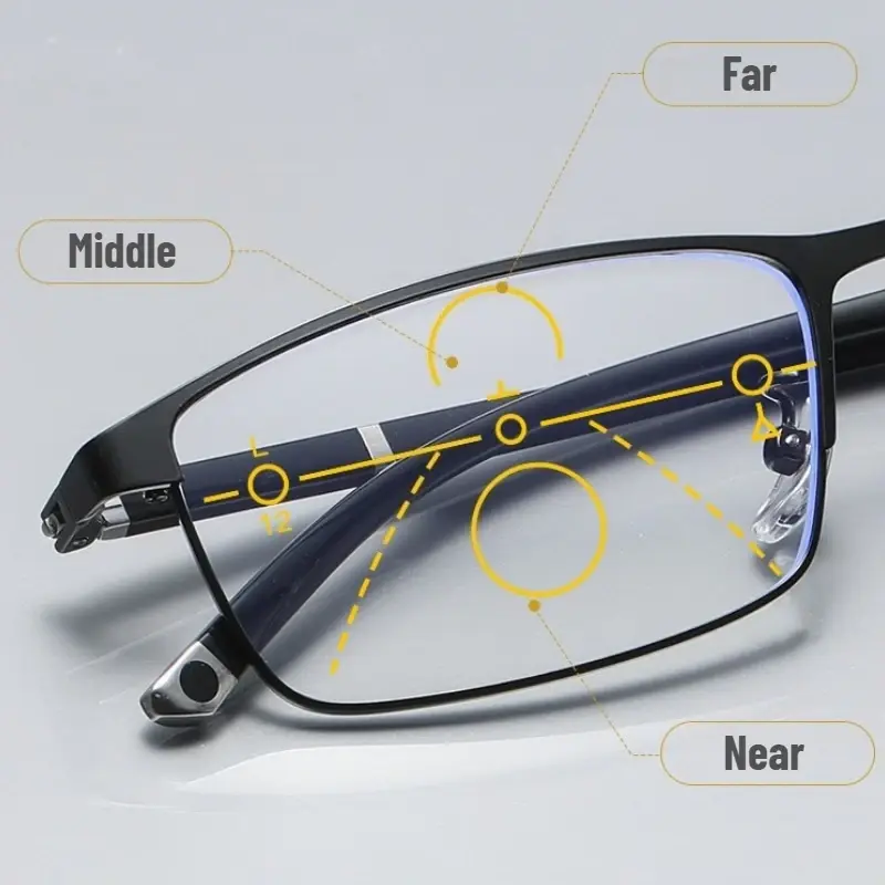 2025 Multifocal Photochromic Reading Glasses Near-far Dual-purpose Glasses Progressive Anti-Blue Light Fashion Business Eyewear