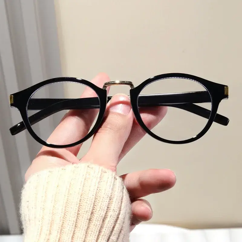 Retro Small Frame Anti-blue Light Glasses Arts and Culture Small Fresh Flat Glasses Hundreds of Round Frame Leopard Glasses