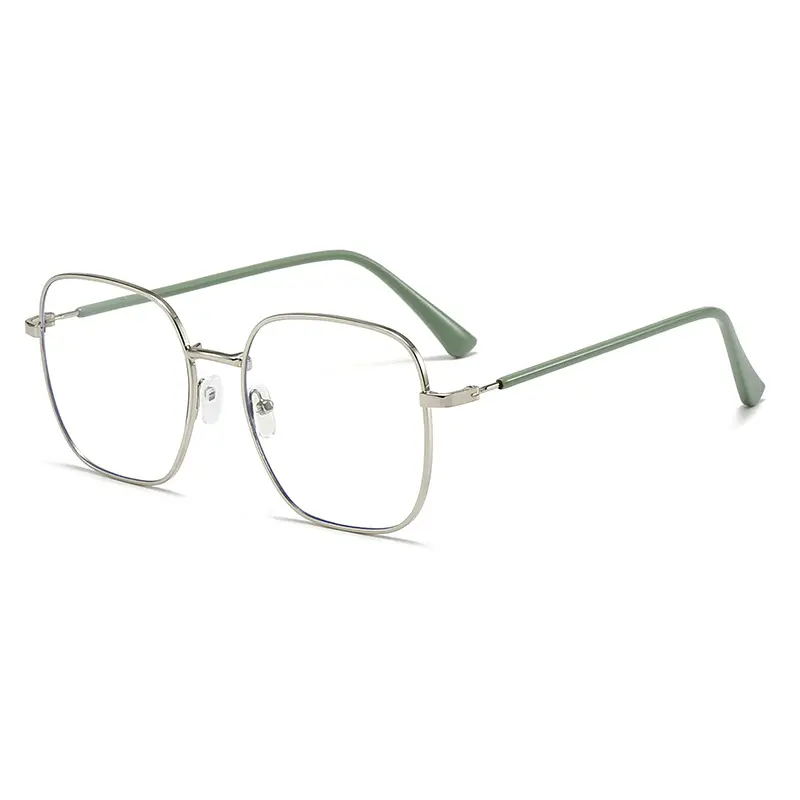 Vintage Metal Square Blue Light Blocking Plain Eyewear Unisex Stylish Big Frame Eyeglasses Clear Optical Spectacle Eyeglass