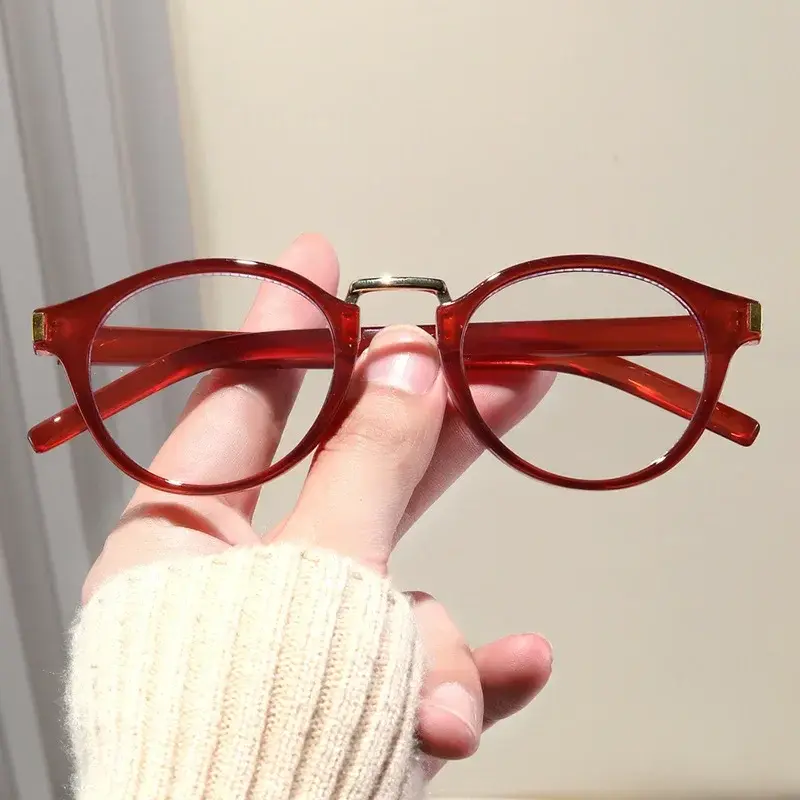 Retro Small Frame Anti-blue Light Glasses Arts and Culture Small Fresh Flat Glasses Hundreds of Round Frame Leopard Glasses