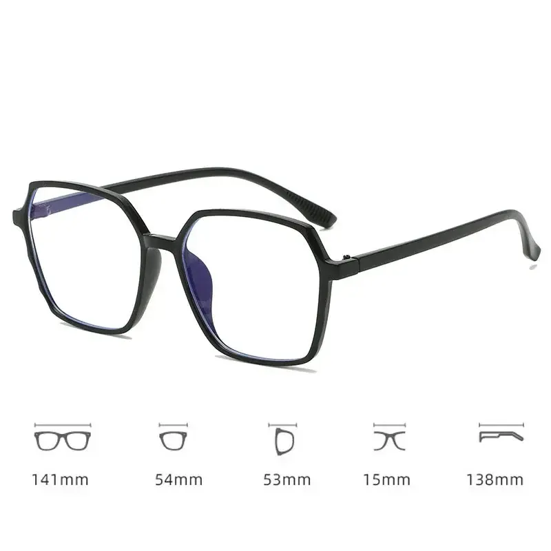 Anti Blue Light Eye Protection Near Sight Eyeglasses Oversized Square Frame Prescription Eyewear Polyhedral Myopia Glasses