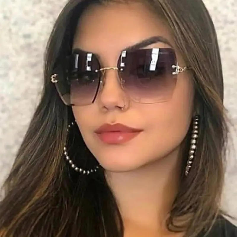 2024 New Frameless Cut Edge Sunglasses for Women Trendy Polygonal Gradient Men Sunglasses Sunscreen and Shading Sunglasses