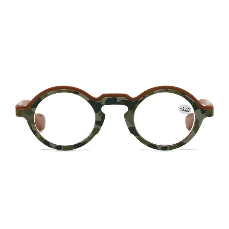 Fashion Camouflage Wind Reading Glasses Men and Women Art Retro Round Frame Presbyopes HD Comfortable Glasses Diopter 1.0 To 4.0