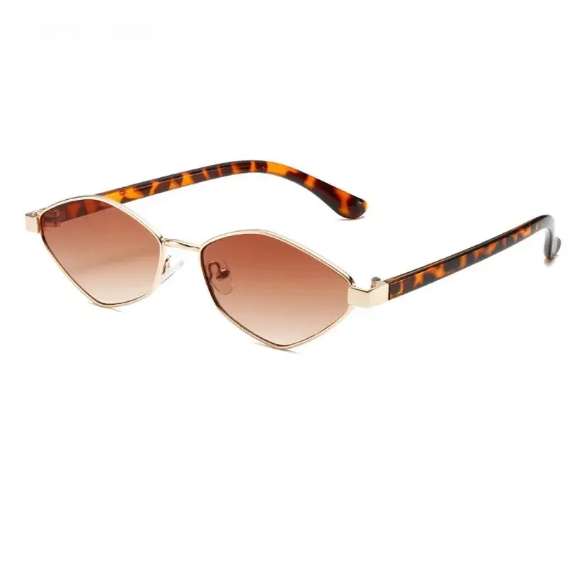 2025 New Trendy Metal Frame Cat Eye Sun Glasses Narrow Small Polygonal Sunglasses Women Shades Vintage Luxury Brand Eyewear