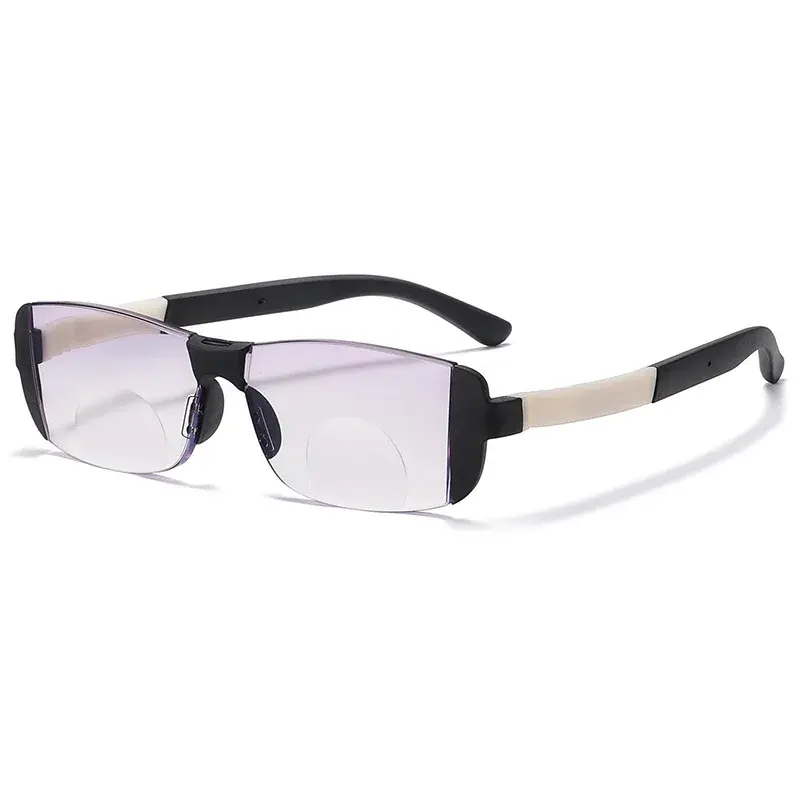 New Frameless Bifocal Reading Glasses Diamond Trimmed Fashion Presbyopia Eyeglasses Blue Light Blocking Eye Protection Eyewear