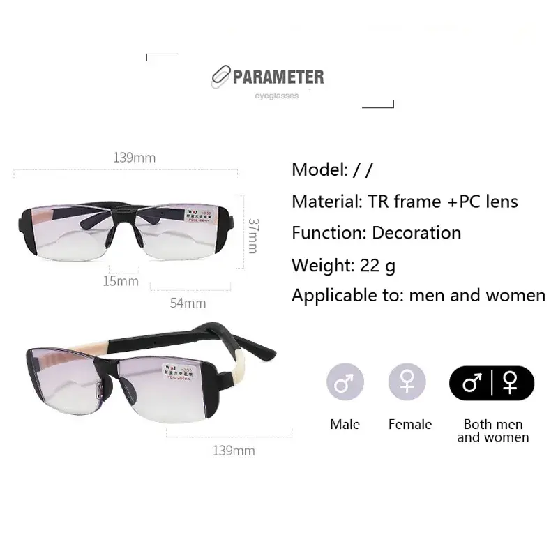 New Frameless Bifocal Reading Glasses Diamond Trimmed Fashion Presbyopia Eyeglasses Blue Light Blocking Eye Protection Eyewear