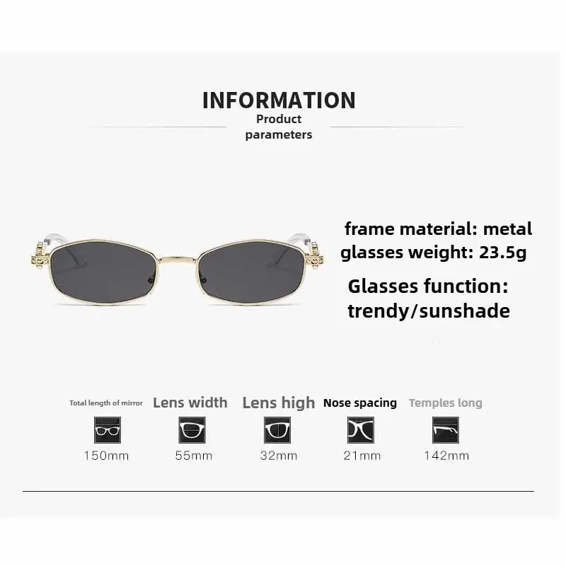 Fashionable Metal Frame Anti-blue Light Glasses Diamond Glasses Legs Classic Sunglasses Men and Women Luxury Brand Glasses