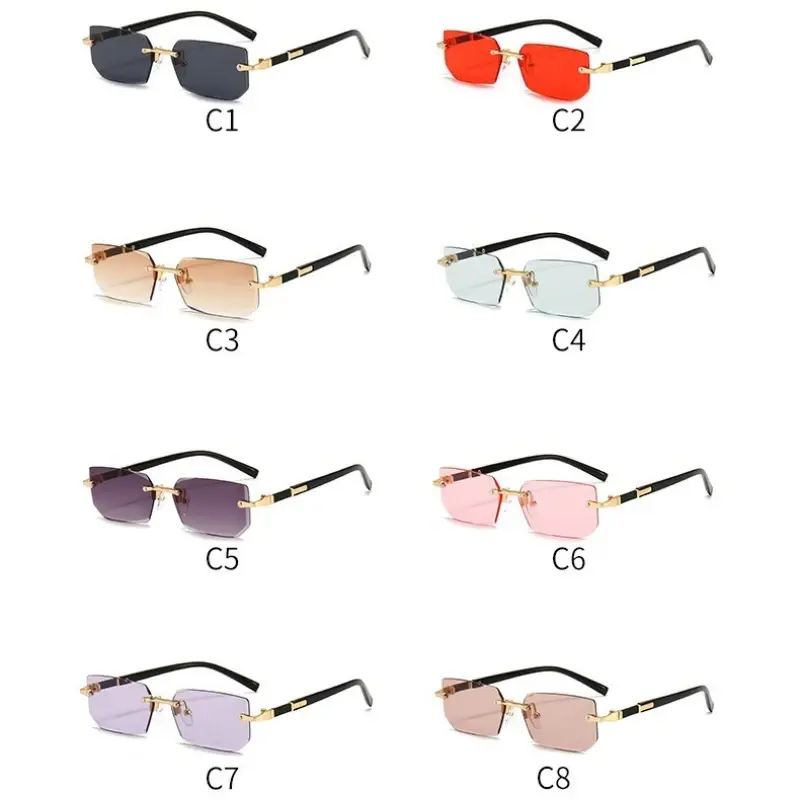 New Rimless Sunglasses Men and Women Fashion Square Cut Edge Sunglasses Personalised Trend Outdoor Anti-ultraviolet Goggles